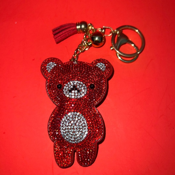 Accessories | Red Bear Keychain With Rhinestones | Poshmark